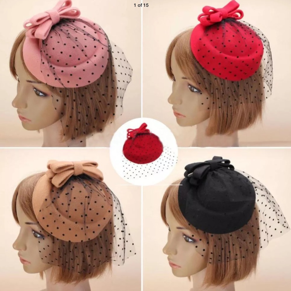 New Bowknot Pillbox Cocktail Party Hat Veil